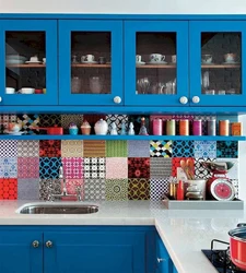 Kitchen Interior With Colored Aprons