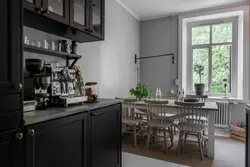 Gray scandinavian kitchen interior