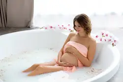 Pregnancy photo in the bathroom