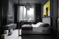 Bedroom Interior With Black Furniture Photo