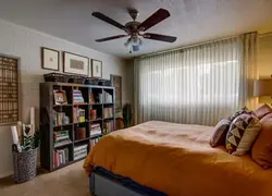 Shelving in the bedroom interior