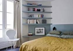 Shelving in the bedroom interior