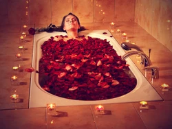 Bath With Roses And Candles Photo