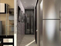 Hallway design with refrigerator in apartment