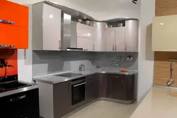 White metallic kitchen in the interior