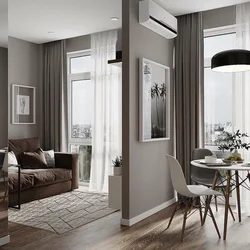 Дизайн однокомнатной квартиры хрущевки с двумя окнами фото