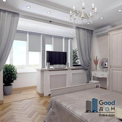 Bedroom design in an apartment photo with a balcony