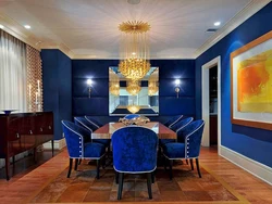 Brown and blue colors in the kitchen interior