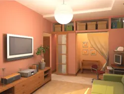 Room design 18 m2 in a one-room apartment with a child