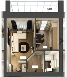 Дизайн проект однокомнатной квартиры 38 кв м с балконом