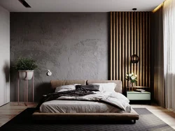 Walls and floor in the bedroom interior photo