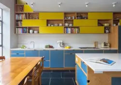 Синие желтые кухни фото