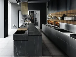 Kitchen design with gray marble