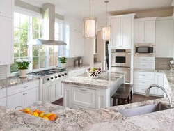 Countertops for white kitchen interior photo