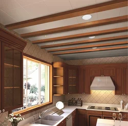 Kitchen ceiling design in a wooden house