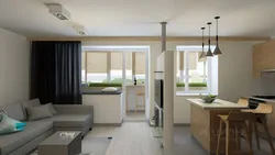 Интерьер кухня студия с балконом фото