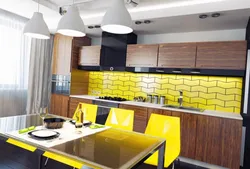 Kitchen with yellow tiles interior