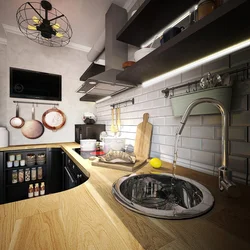 Маленькие угловые кухни в стиле лофт фото