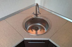 Sink in the corner of the kitchen dimensions photo