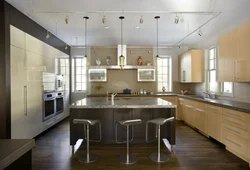 Kitchen Design With Track Lamps Photo