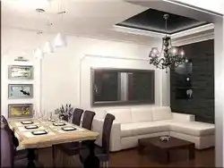 Kitchen Living Room Interior With Corner Sofa