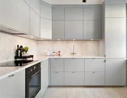 Kitchen gray with white gloss photo