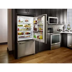 Narrow Refrigerator In A Small Kitchen Photo