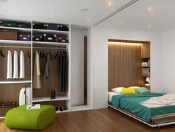 Interior living room bedroom with dressing room