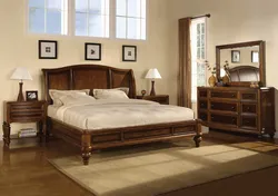 Bedroom with oak furniture photo
