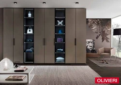 Design of hinged wardrobes in the living room photo