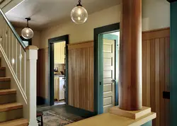 Hallway made of wooden panels photo