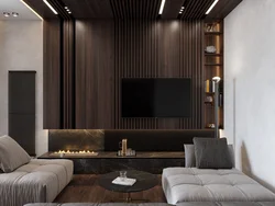 Gray slats in the living room interior