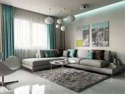 Turquoise color in the interior of a modern living room