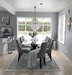 Kitchen Living Room Interior In Gray Photo