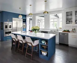 Gray-blue color in the kitchen interior