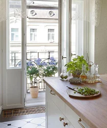 Кухня дызайн французскія вокны