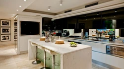 Kitchen design with white tv