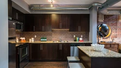 Black and brown kitchen interior