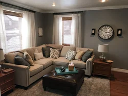 Living room interior beige dark