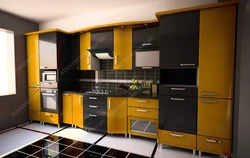 Kitchen photos in yellow and black