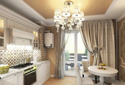 Curtain color for beige kitchen photo