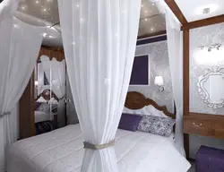 Photo of a bedroom with a canopy