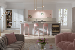 Dusty pink kitchen interior