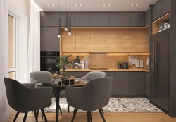 Kitchen design with brown table