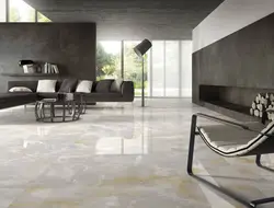 Marble-effect porcelain tiles in the living room photo