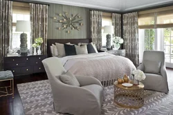 Bedroom design gray and gold