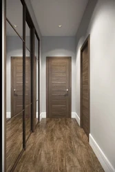 Photo of the hallway in an apartment with dark doors