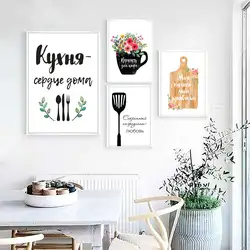 Постеры на кухне в интерьере фото