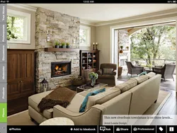 Living room design with one window and fireplace