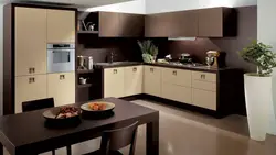 Молочно коричневый интерьер кухни